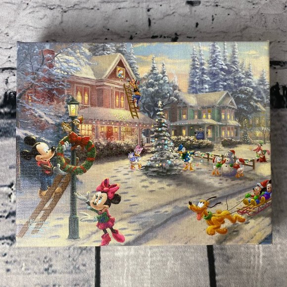 Disney Parks Thomas Kinkade Canvas Christmas Art Signed Dirk Wunderlich 8 x 10 - Picture 1 of 6